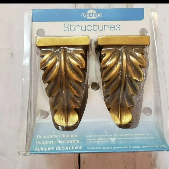 Graber Pair of gold leaf drapery scones NEW - Picture 5 of 5